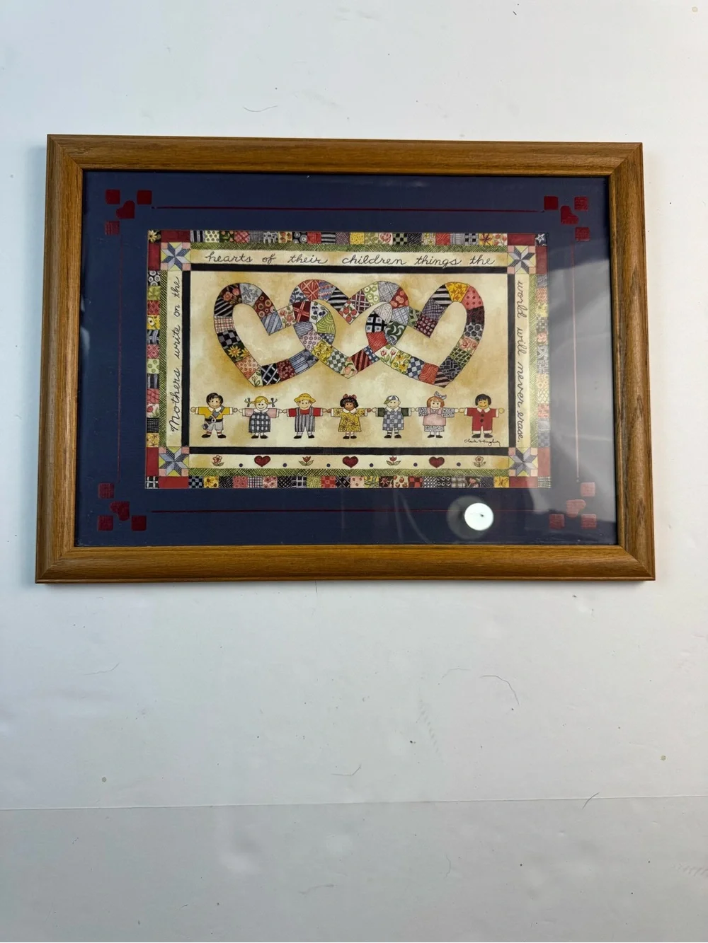 Vintage “mother write on the hearts of her children “ home interior